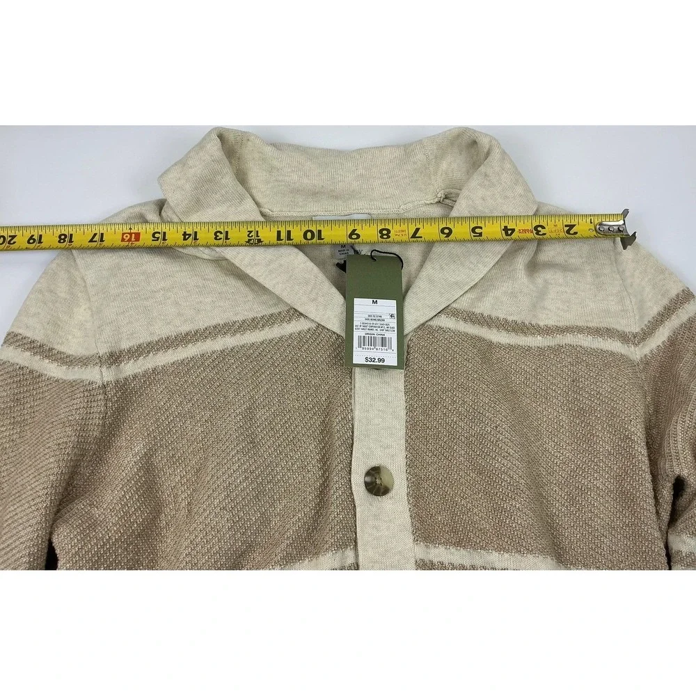 Goodfellow & Co‎ Shawl Collar Cardigan M Cream Tan Stripe NWT